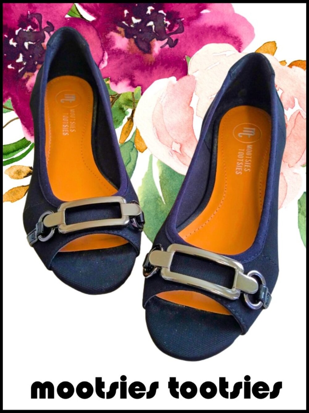 EUC Mootsies Tootsies Peep-Toe Flat Shoes